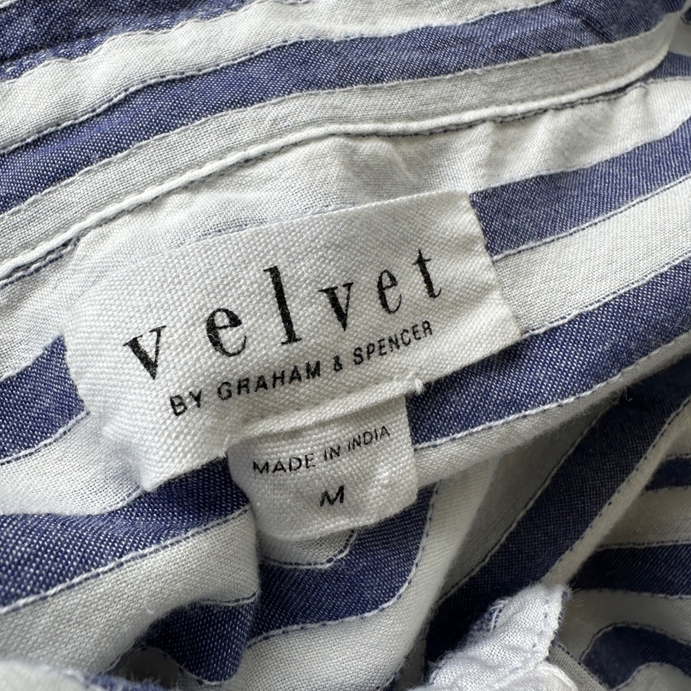 Velvet by Graham & Spencer Striped Shirt Dress Blue White‎ Cotton Size M - Picture 8 of 10